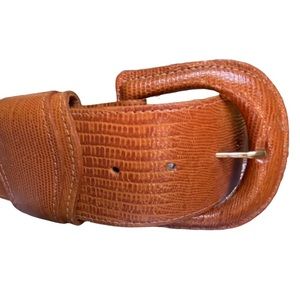 SAKS Fifth Avenue Brown Leather Lizard Belt